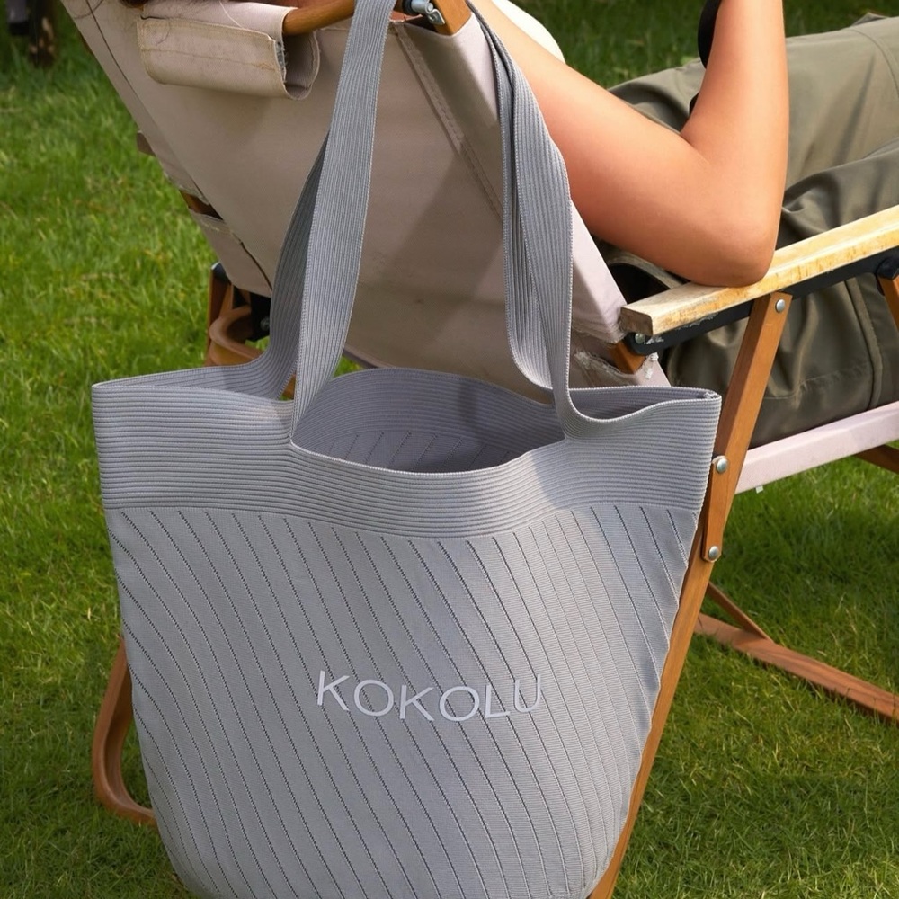 Kokolu Gray Quilted Tote Bag with Sturdy Handles